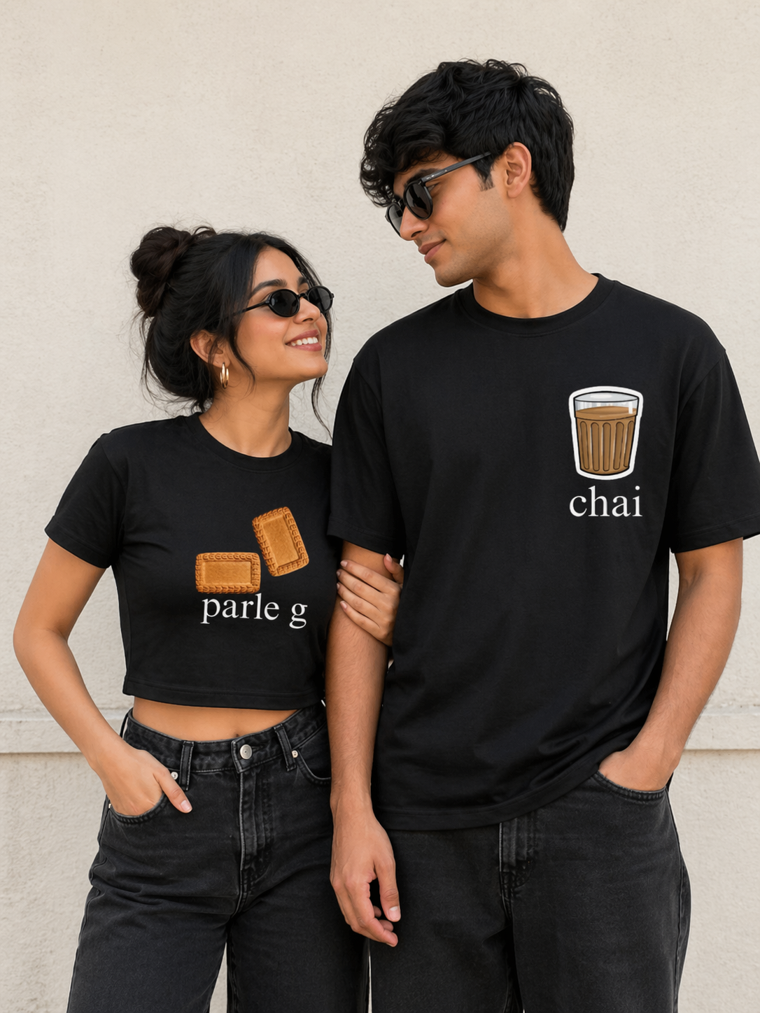 Chai / Parle G Matching Couple Tee